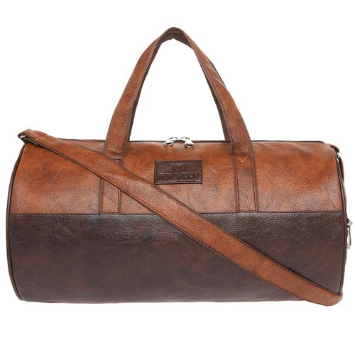 Stylish Tan Leatherette Gym & Travel Bag