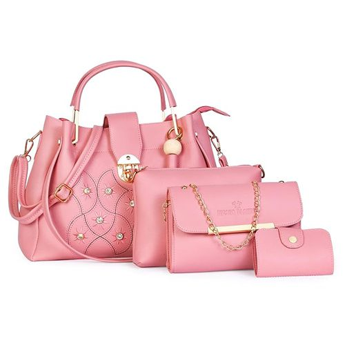 Stylish Pink PU Leather Handbag Set - Perfect Gift Combo