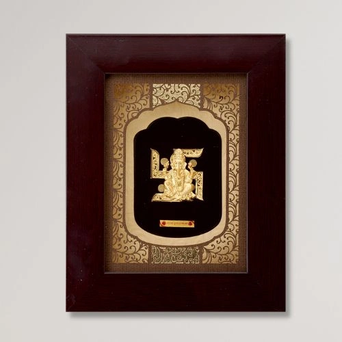 Elegant Swastik Ganesh Gold Foiled Frame