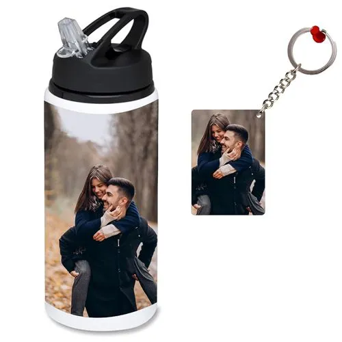 Personalized Photo Sipper Bottle & Keychain Set