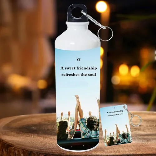 Personalized Aluminum Water Bottle with Keychain