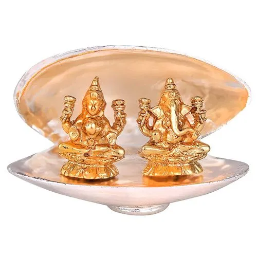 Elegant Silver Gold Plated Laxmi Ganesh Idol