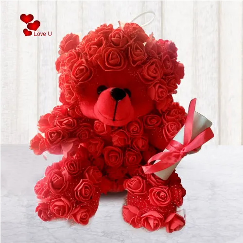 Elegant Rose Teddy with Personalized Message
