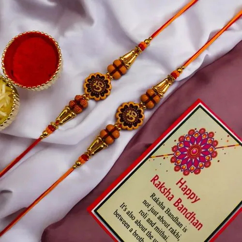 Divine Wooden OM Rakhi Set