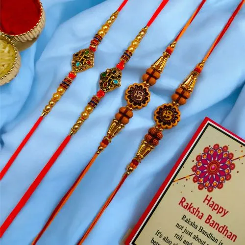 Sacred Rakhi Gift Set of 4 Rakshasutra