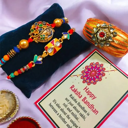 Elegant Kundan-Metal Rakhi Set of 2