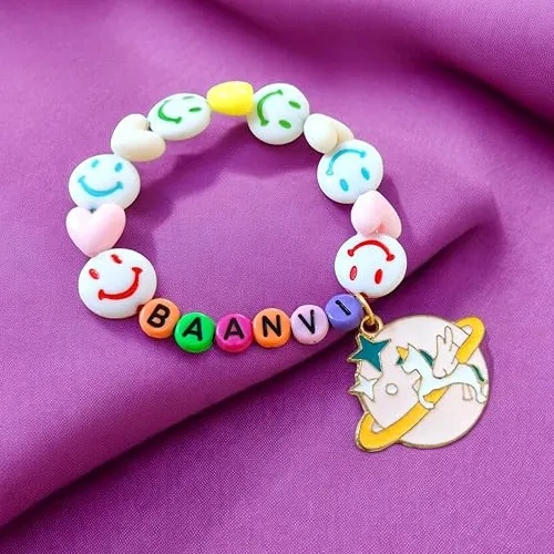 Personalized Name Unicorn Beads Rakhi Bracelet