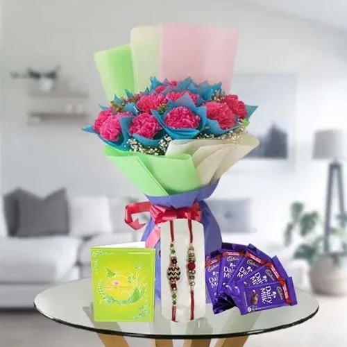 Delightful Rakhi Gift of Flowers and Chocolates