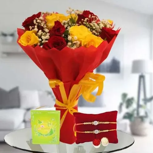 Rakhi and Flowers Gift Combo