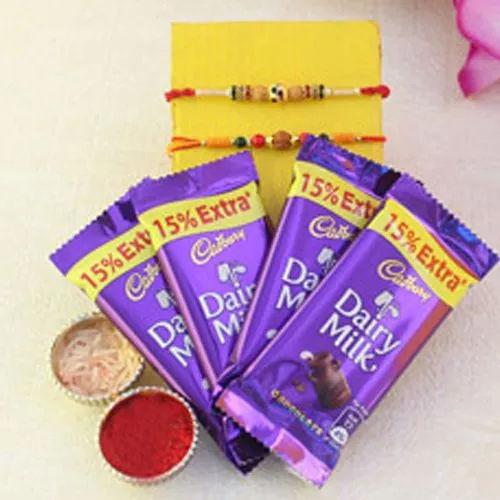 Twin Ethnic Rakhi with Chocolates Delight