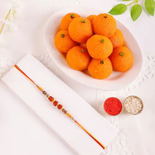 Rudraksha Rakhi with Ladoo Hamper