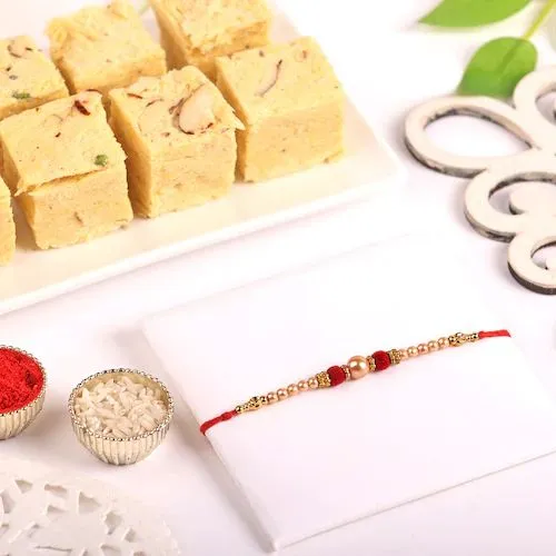 Pearl Rakhi with Soan Papdi Combo