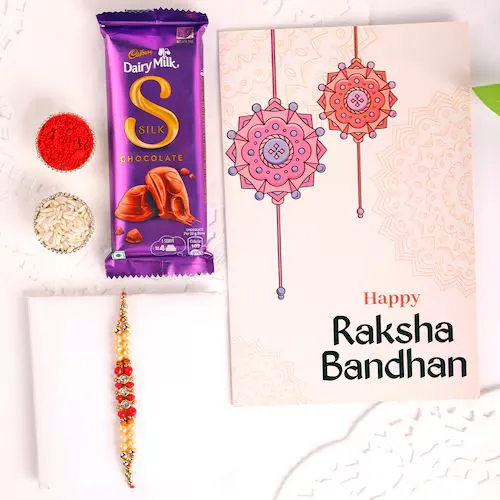 Beaded Rakhi and Chocolate Hamper