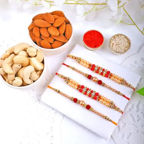 Beaded Rakhi with Dry Fruits Combo