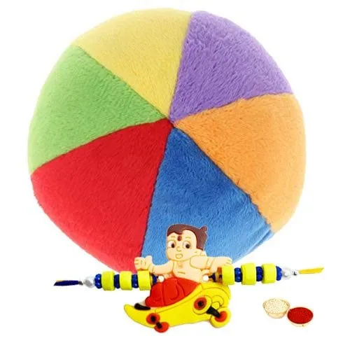 Part Multi � Colored Balls for Kids with Chota Bheem Rakhi and Roli Tilak and Chawal.