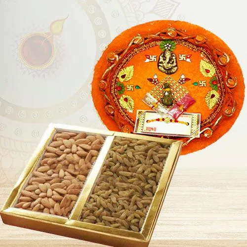 Decorative Thali with Pack of Dry Fruits