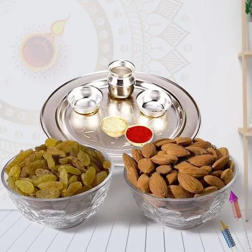 Remarkable Pooja Thali with Assorted Dry Fruits