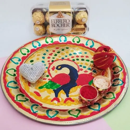 Designer Bhaiya Dooj Thali With Ferrero Rocher