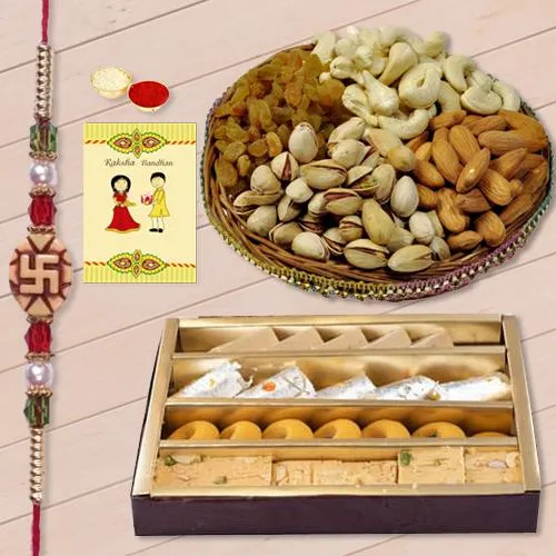 Ethnic Rakhi with Assorted Sweets n Dry Fruits