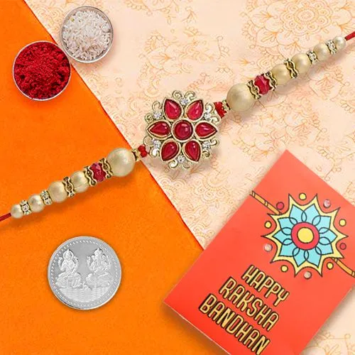 Elegance Pearl Rakhi With Silver Coin