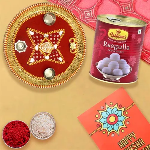 Festive Rakhi Thali With Sweet Rasgulla