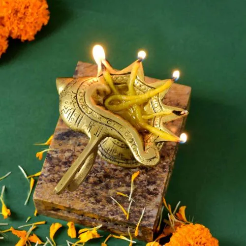 Brass Aarti Diya with Handle