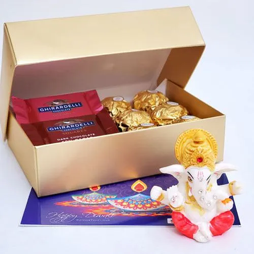 Fabulous Gift of Yummy Chocolates with Moulded Ganesha