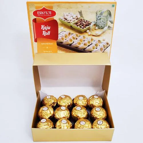 Delectable Pack of Kaju Roll N Ferrero Rocher Chocolates