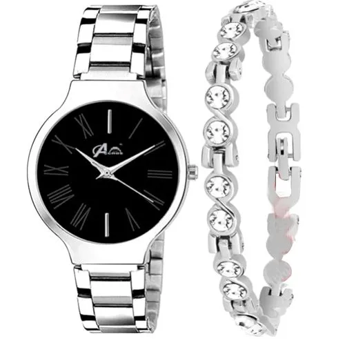 Black Womens Stainless Steel Body Watch