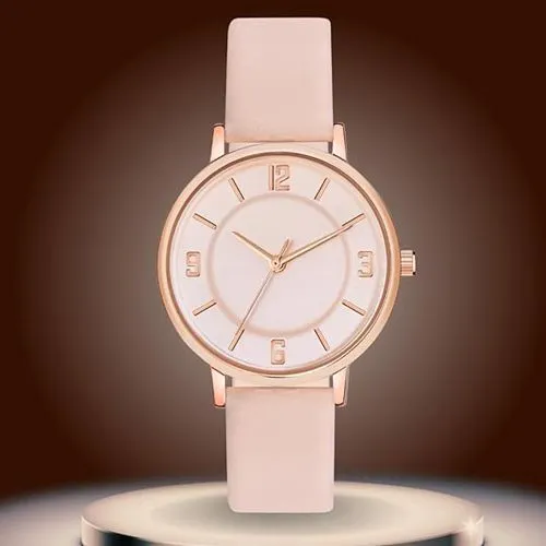 Beige Womens Leather Body Watch