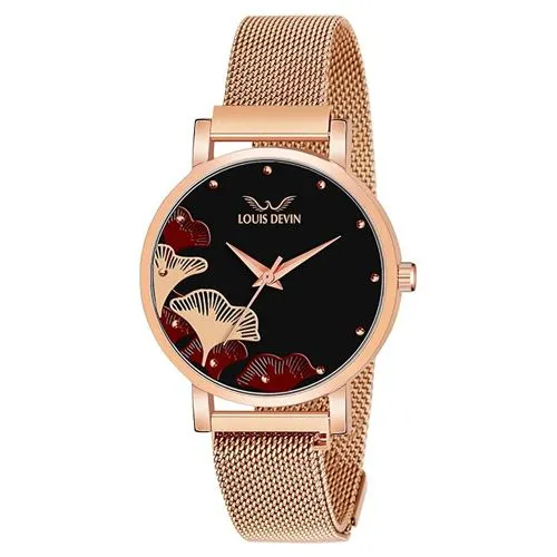 Black Womens Metalic Body Watch