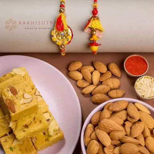 Majestic Rakhi Bundle with Sweets N Nuts